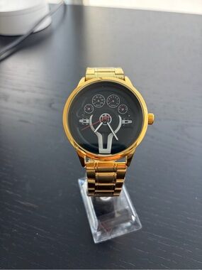 Gold Wristwatch with BMW Dashboard Dial